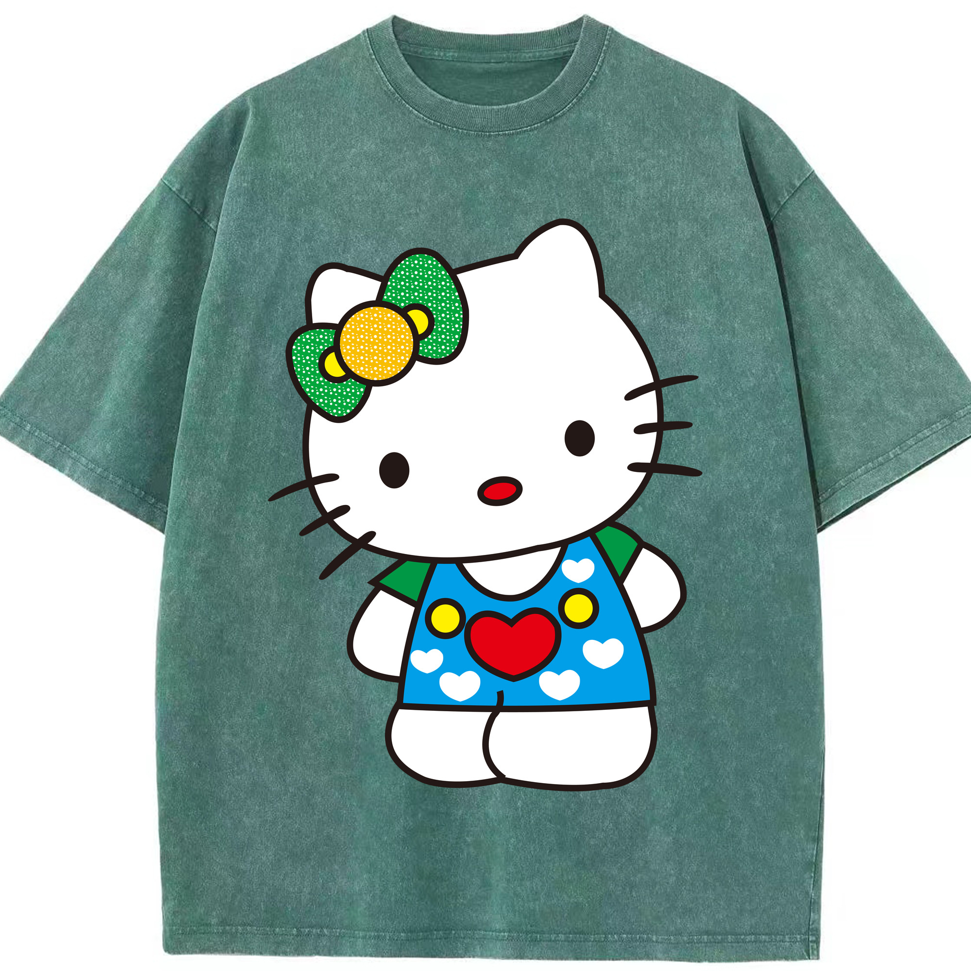 （画像用） Hello Kitty ハローキティ 綿100% ヴィンテージ風 半袖Tシャツ（フロントプリント）